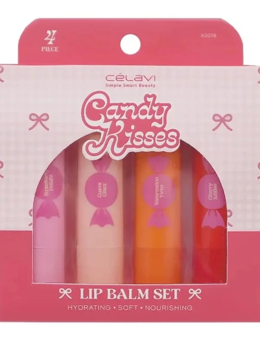 Célavi Candy Kisses Lip Balm Set - Pink, Peach, Orange, Red